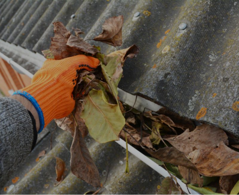 cleaning residential guttering dark
